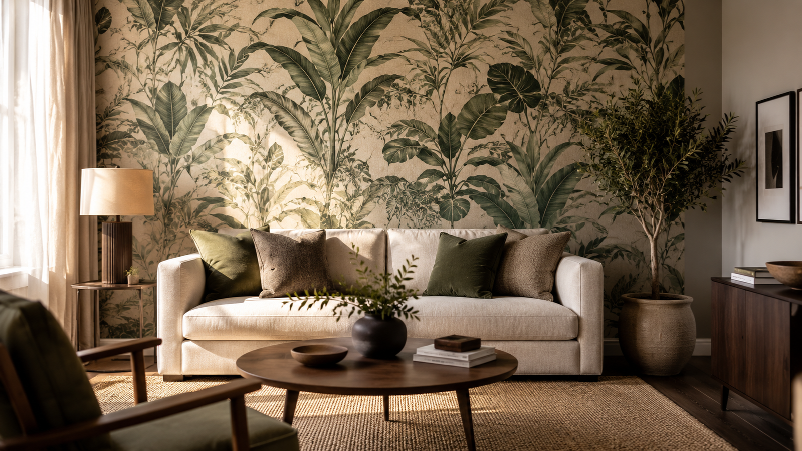 wallpaper accent wall living room​
