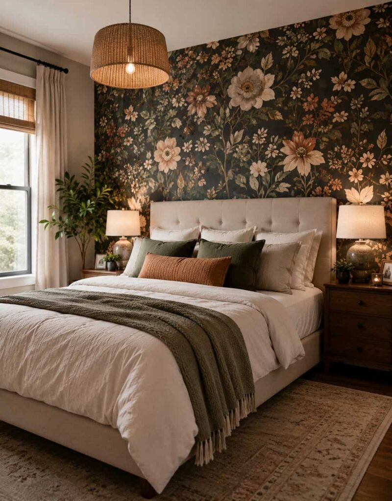 bedroom wallpaper accent wall