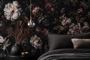 black floral wallpaper