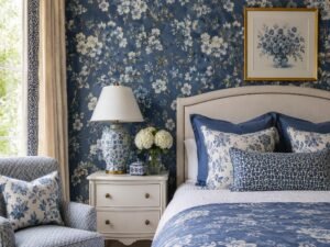 blue floral wallpaper