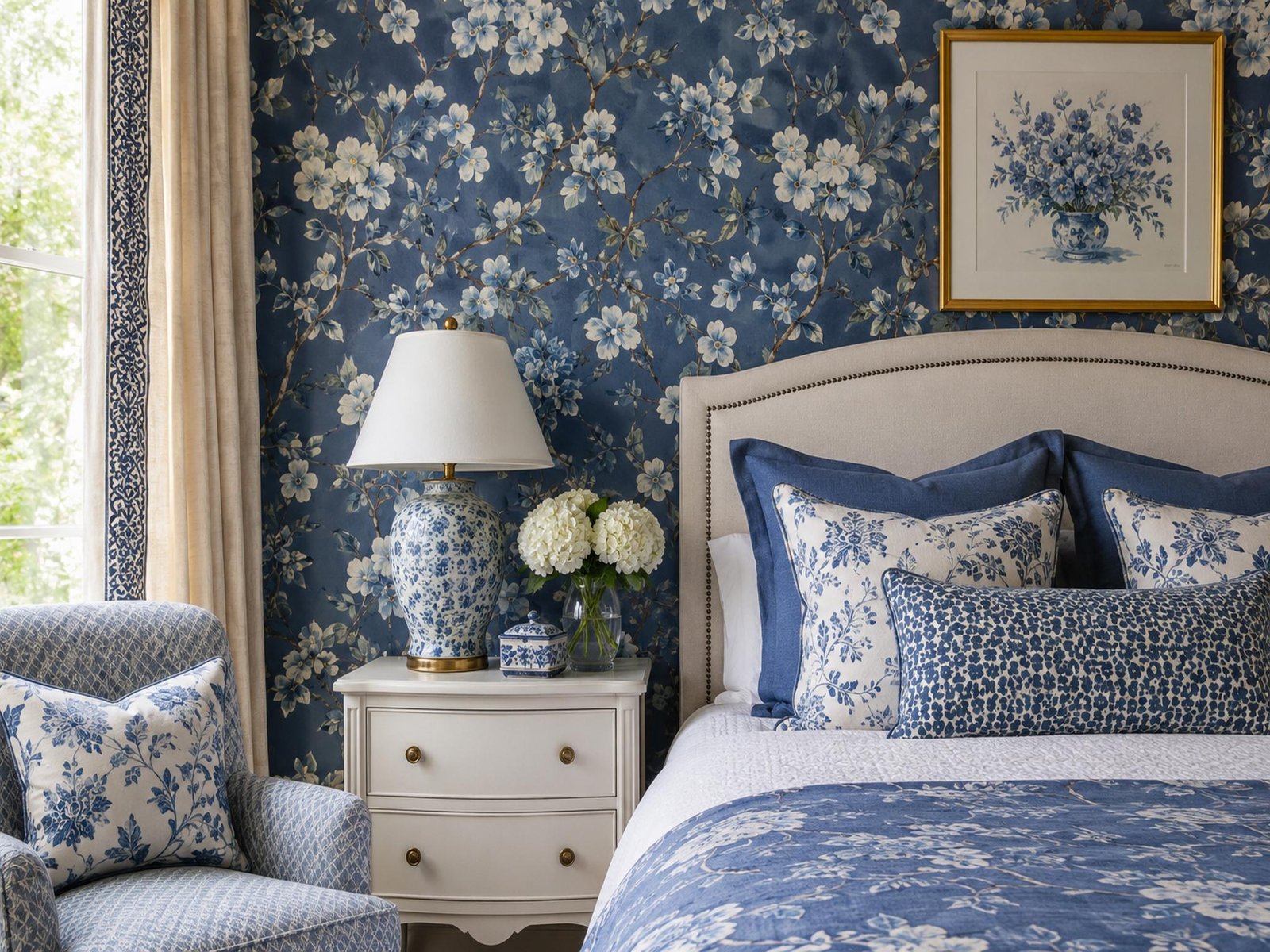 blue floral wallpaper