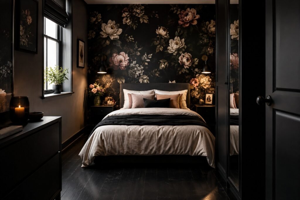 black floral wallpaper