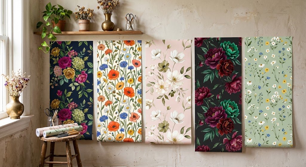 floral peel and stick wallpaper