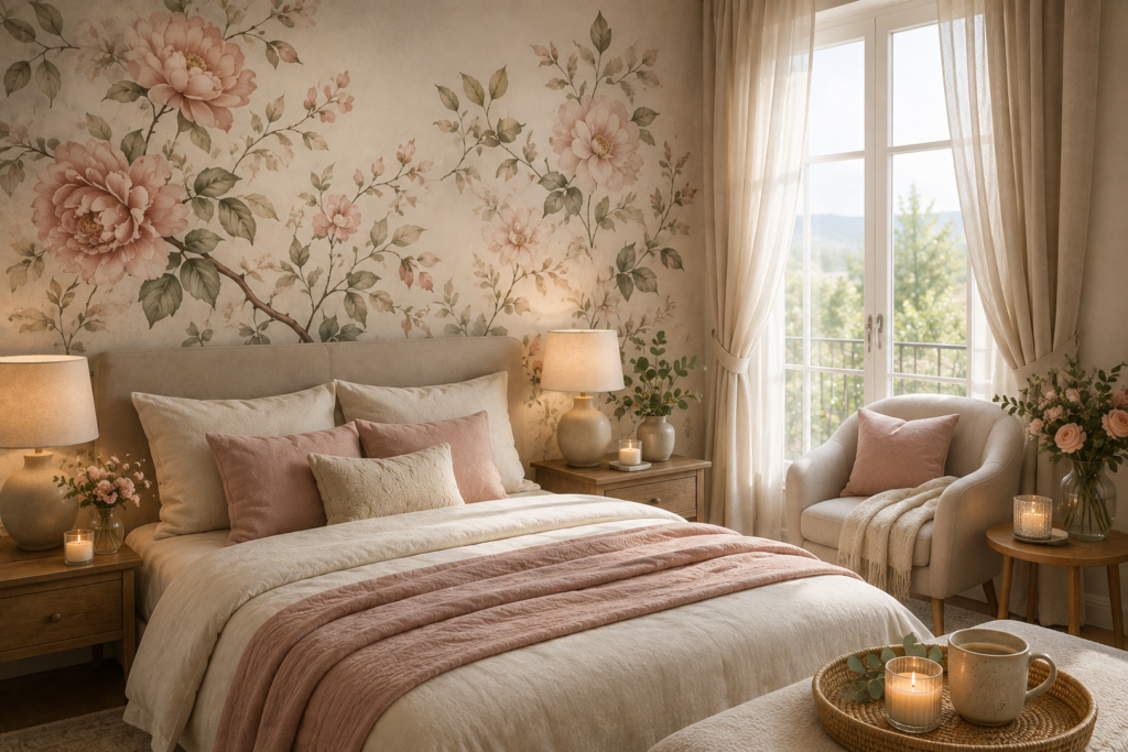 wallpaper accent wall bedroom