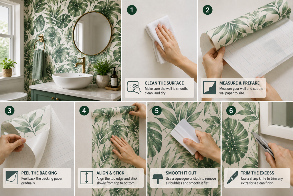 bathroom peel and stick wallpaper
