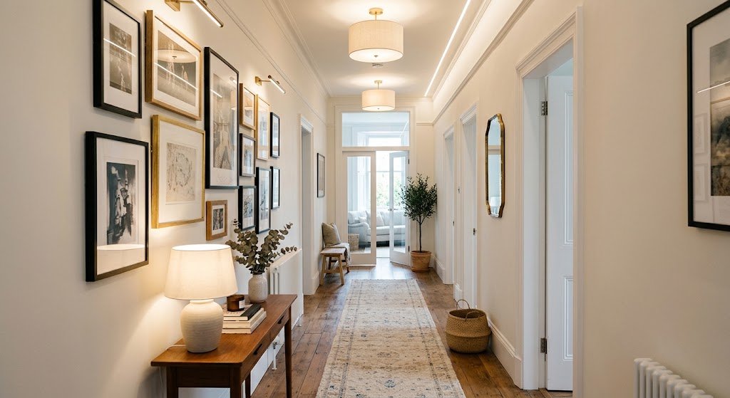 how to decorate a long hallway