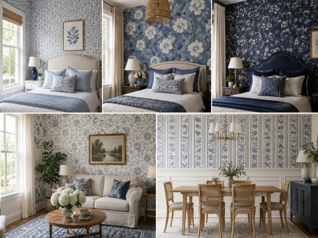 blue floral wallpaper