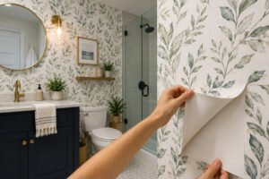 peel and stick bathroom wallpaper