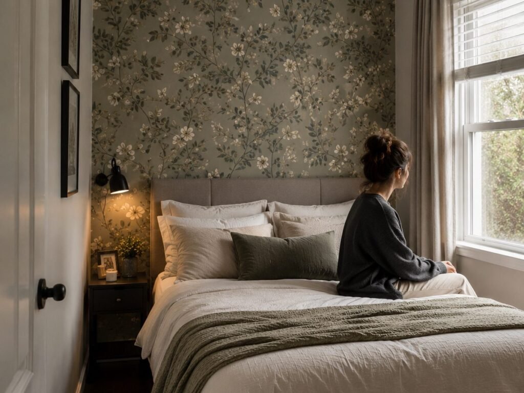 bedroom wallpaper accent wall