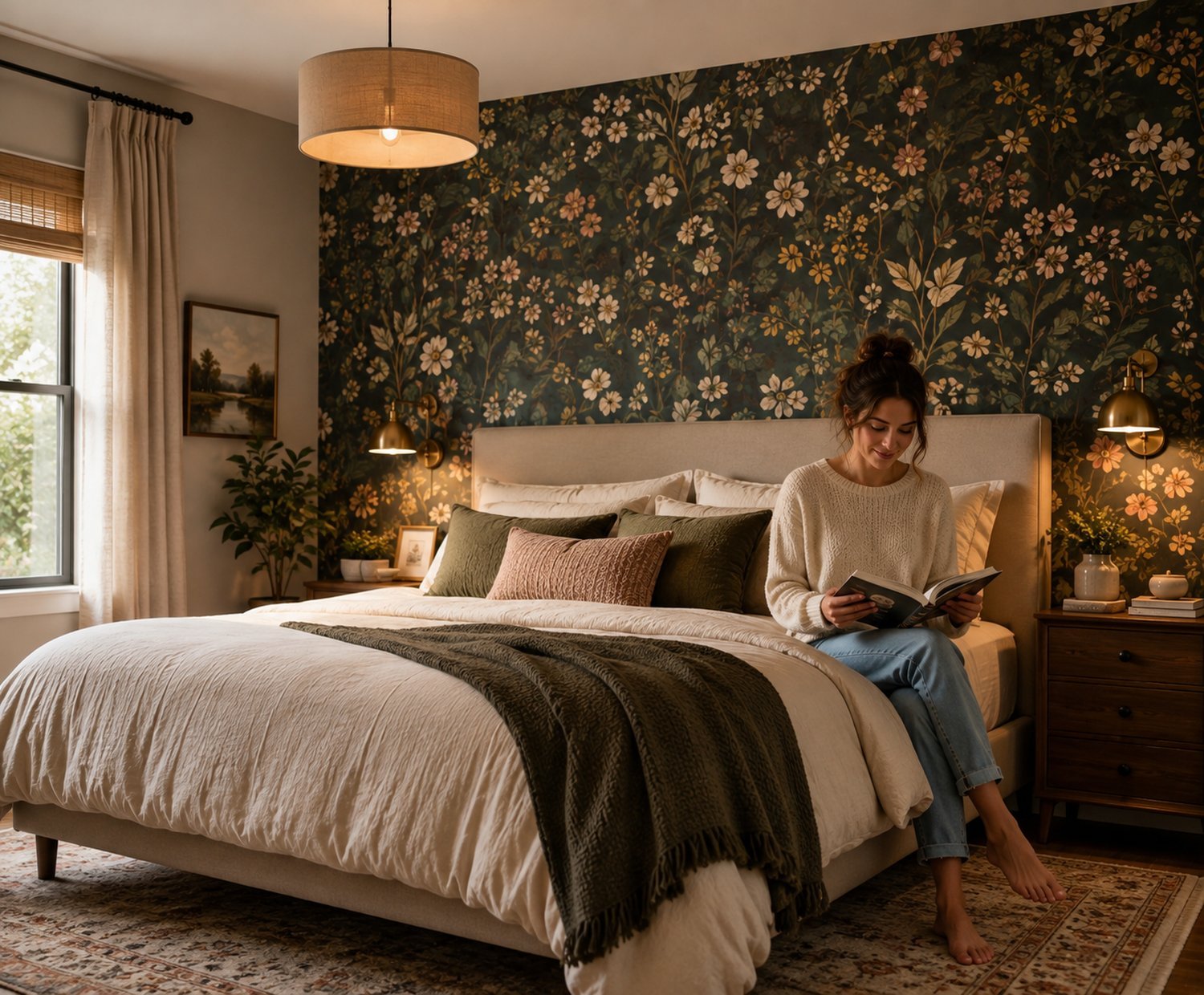 bedroom wallpaper accent wall