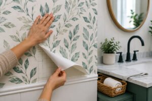 peel and stick bathroom wallpaper