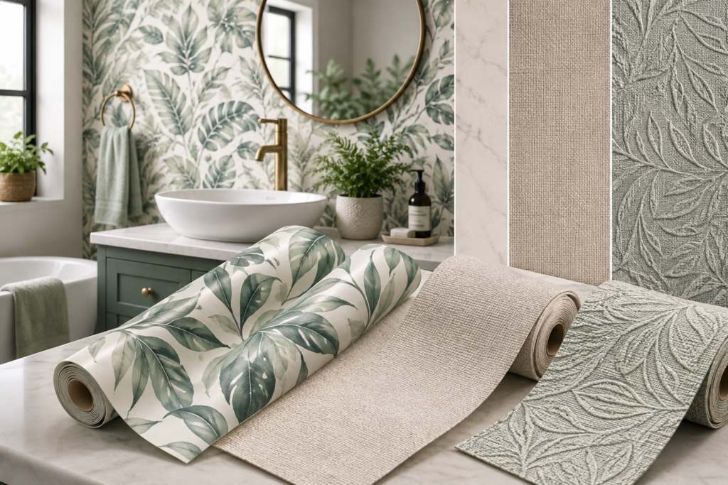 bathroom peel and stick wallpaper