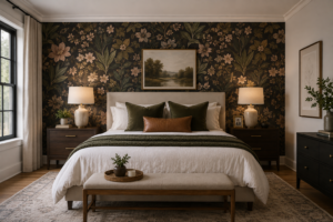 wallpaper accent wall bedroom