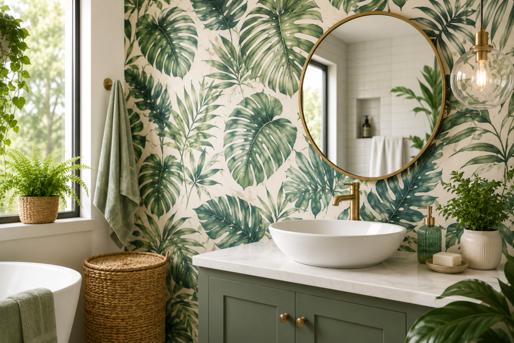 bathroom peel and stick wallpaper