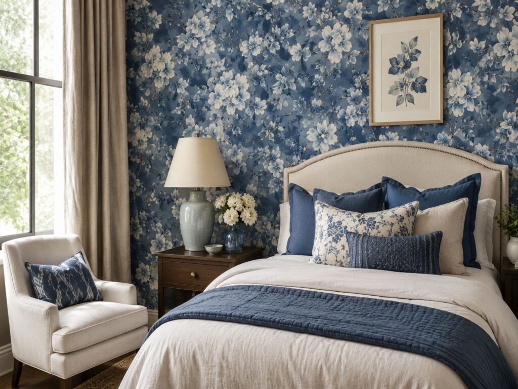 blue floral wallpaper