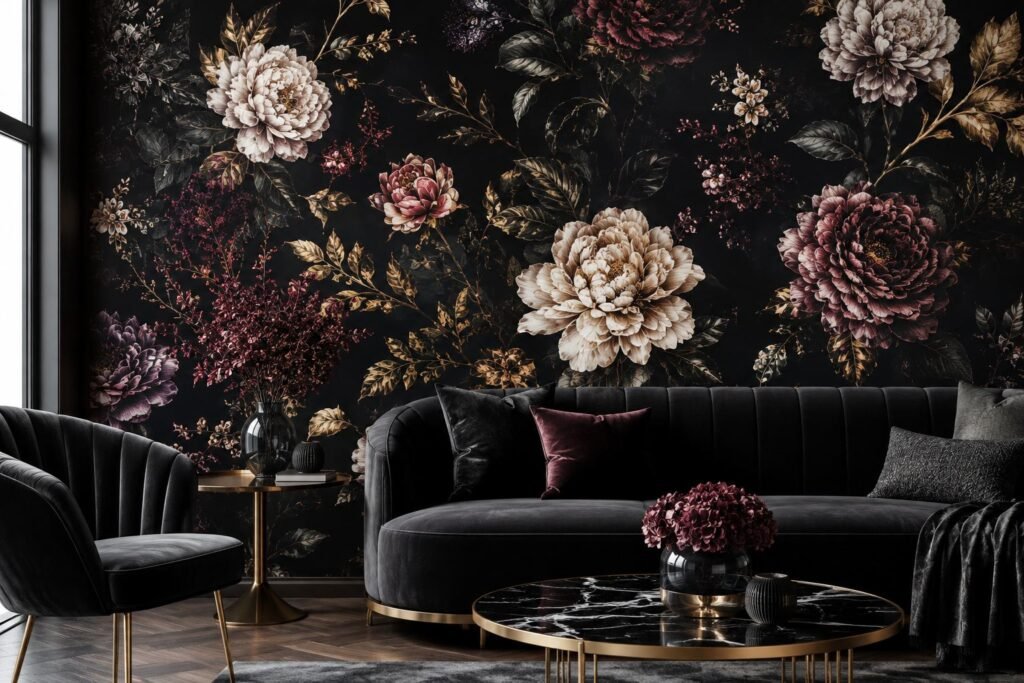 black floral wallpaper