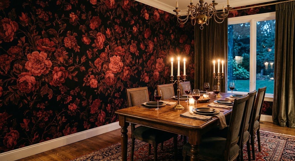 dark moody floral wallpaper