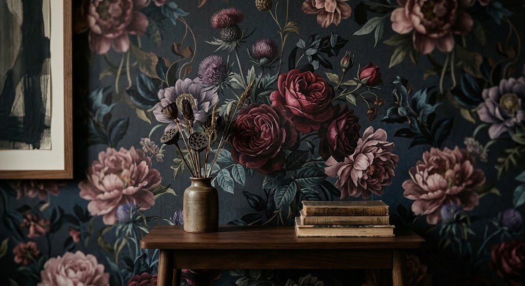 dark moody floral wallpaper