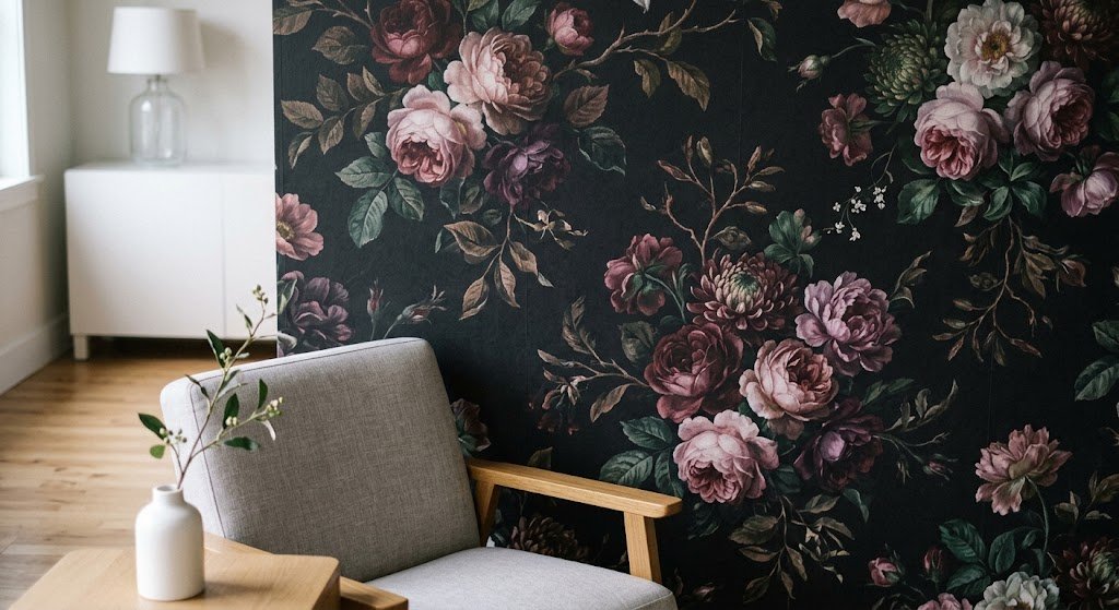 dark moody floral wallpaper