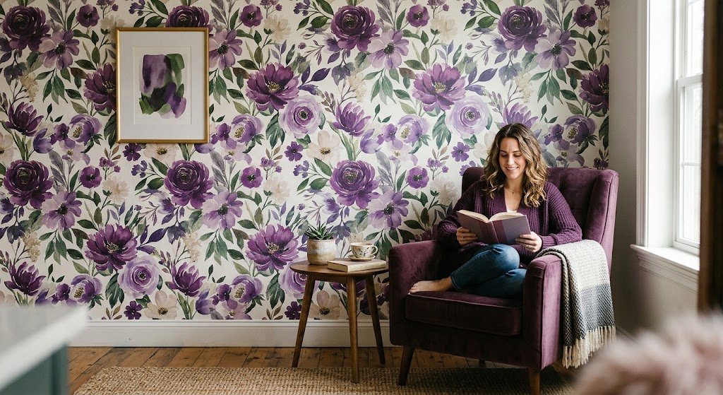 purple floral wallpaper